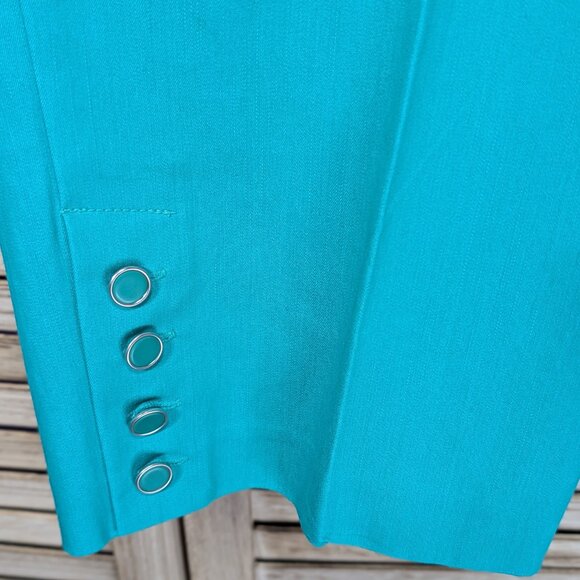 Larry Levine Cropped Pants with Button Accents Teal Size 18W NWT - Picture 2 of 14